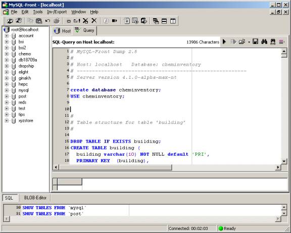 Chemical Inventory : Chemoventory MySql Installation notes
